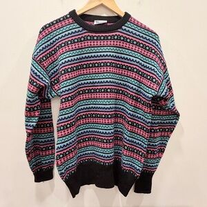 Vintage Meister medium Ski Sweater Wool Blend Crewneck 80s 90s fair isles Nordic